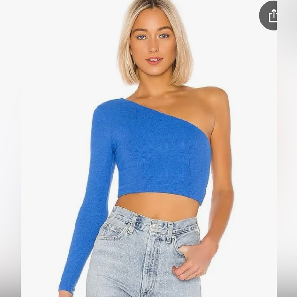 superdown Vibrant Blue One-Shoulder Crop Top Size Small